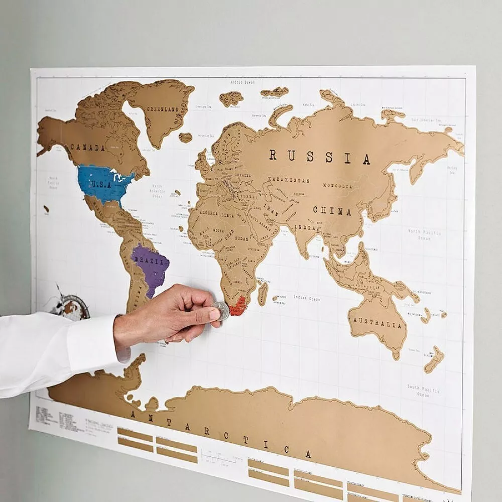 Large Size Scratch Off World Map Poster - White - **UK FAST POST