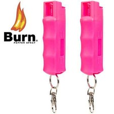 2 Pack Burn Pepper Spray 1/2oz Police Strength Self Defense Keychain OC Pink