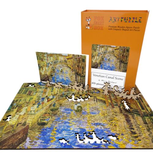 Wooden Jigsaw Puzzle for Adults by FoxSmartBox - 435 Pcs - Venetian Canal Scene - Picture 3 of 7