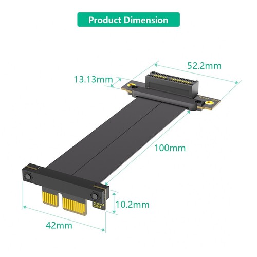 PCI-E PCI Express 4.0 1X-Verlängerungskabel (Dual Vertikale 90-Grad-Richtun6423 - Bild 7 von 7