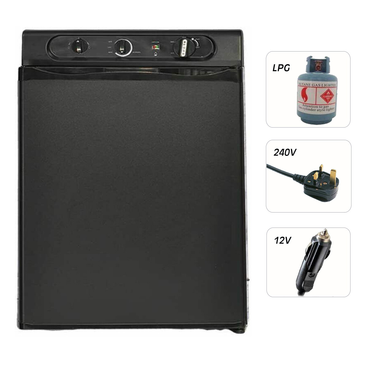 Smad 3 Way Fridge Propane/AC/DC 12V 220V Motorhome 40L RV Cooler quiet Off Grid