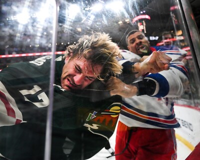 Ryan Reaves Punches Marcus Foligno Fight New York Rangers 8x10 NHL Hockey Photo
