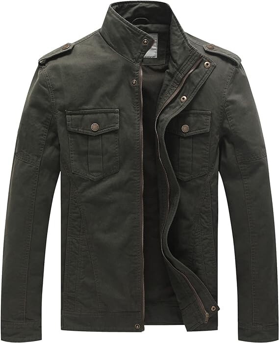 Men's Cotton Shell Jacket Coat Casual Harrington Cargo Army Military St