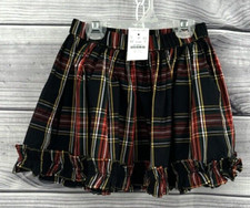 CREWCUTS BY J CREW PLAID HOLIDAY RUFFLE SKIRT Little Girl XS 4-5 BLACK / RED