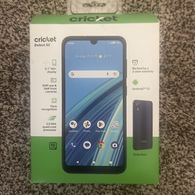 CRICKET DEBUT S2 PREPAID Smart Phone NEW FACE RECOGNITION 6.1 HD DISPLAY