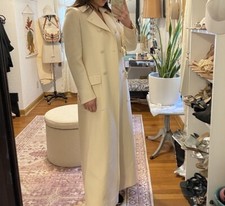 Gucci Ivory White Wool Long Coat Split Tails Silk Lined