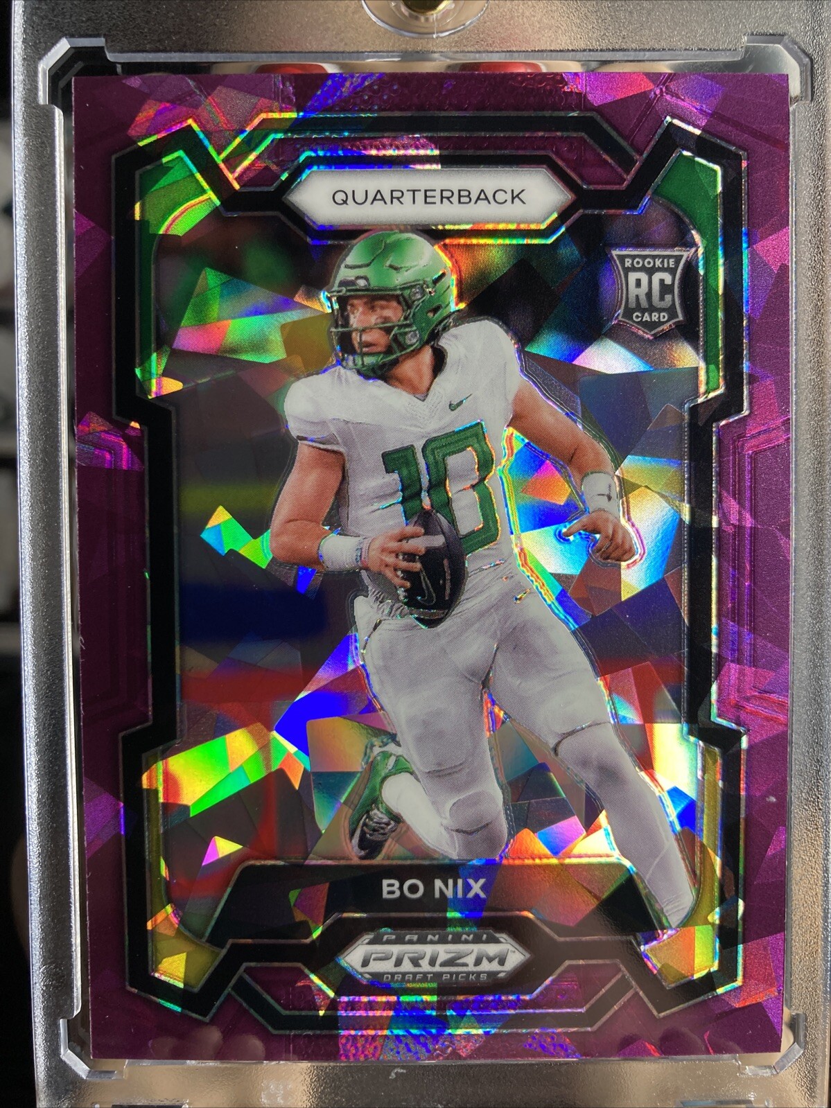 Bo Nix 2024 Panini Prizm Draft Picks Purple Cracked Ice Rookie /149