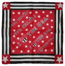 Wholesale Lot of 12 I Heart The USA Red White Black 100 Cotton 22"x22" Bandana