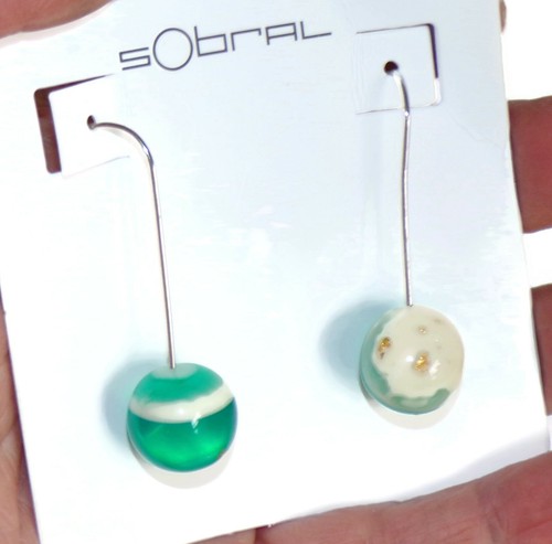 Sobral Planets Saturno Neturno Multicolor Bead Artist Made Dangle Earrings - Picture 4 of 4