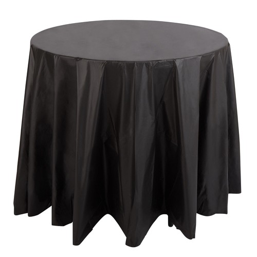 12Pack 84" Black Disposable Plastic Round Tablecloth Table Covers
