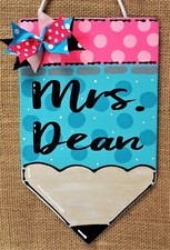 Personalize TEACHER PENCIL SIGN Name Plaque School Class Classroom Wall Hanger