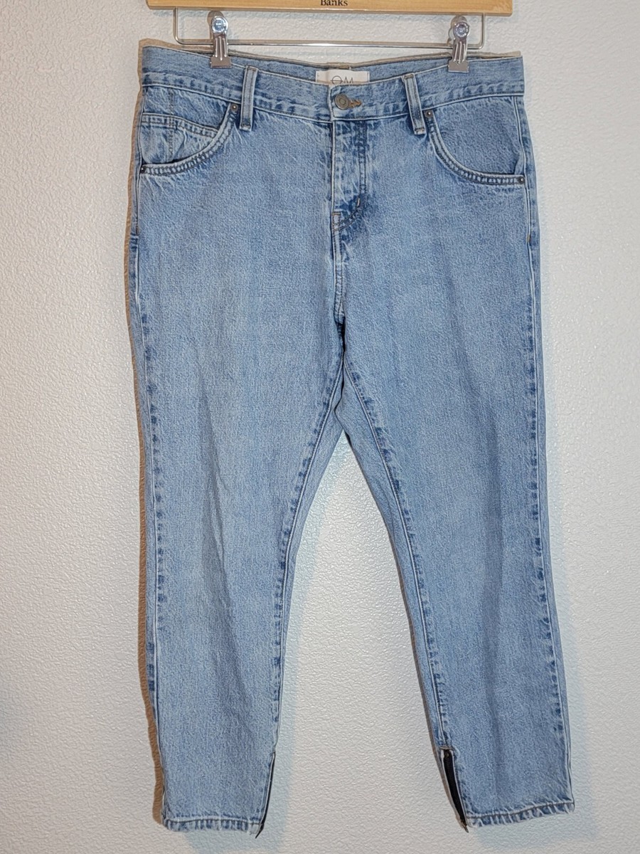 み OM Jeans Womens Size 30 Regular Tapered Bottom Zip Slit Mid Rise