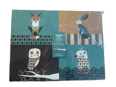 Magpie ''Dusk Wildlife'' XL Cork-backed Placemats Set Of 4 - NEW - READ