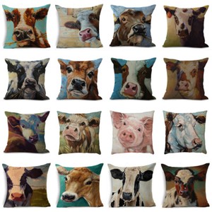 Linen-Oil-Painting-Cow-Pillow-Case-Sofa-Car-Waist-Cushion-Cover-Home-Decor-18-034