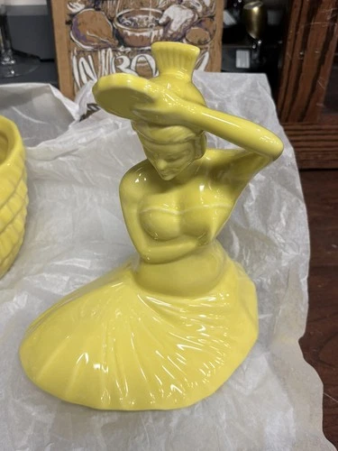 Fiesta Sunflower Yellow Dancing Lady Cookie Jar Original Tags 14” Tall Flamenco