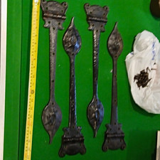 Four large arts & crafts door hinges cast steel furniture brackets 1920s
