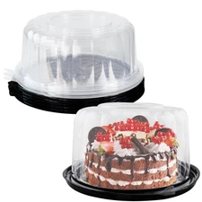 5pcs 10Inch Round Cake Pies Carriers Plastic Disposable Cake Containers with ...