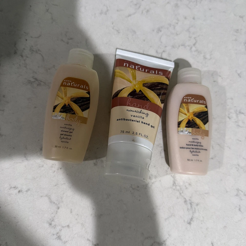 Avon NATURALS Vanilla Body Shower Gel  And Body Lotion, Antibacterial Lot Of 3 - Image 2 of 4