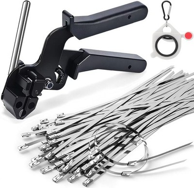 Metal Zip Tie W/Stainless Steel Cable Tie Gun Fastening Cutting Tool 100PC 11.8''