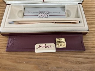 CROSS 1542 14k GF BALLPOINT PEN For Women LADIES ROSE w BOX leather SLEEVE