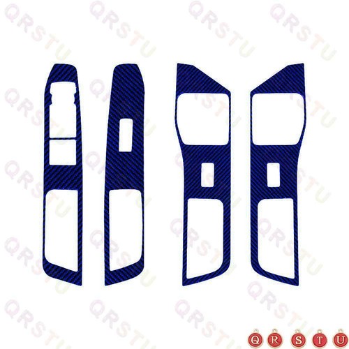 4X Blue Carbon Fiber Door Lift Switch Panel Cover Trim For Ford Explorer 2020-23 - Picture 2 of 8