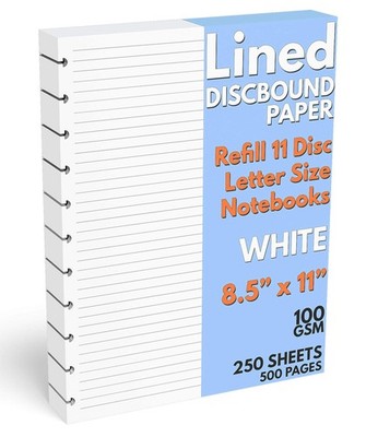 Discbound Letter Size Lined Paper Refill, 250 Sheets (500 Pages), 8.5 in x 11...