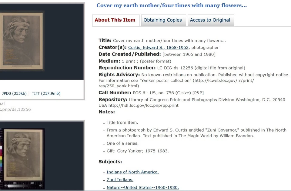 Gobernador Zuni, "Sate Sa" por el renombrado Edward S. Curtis, 1900, 5" x 7" Foto 4 de 4