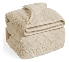 Weighted Blanket 15 lbs 48*72 inches, Sherpa Fleece Throw Blanket Khaki