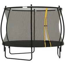 Soozier 10ft Outdoor Trampoline with Net Enclosure, Curved Poles, Black