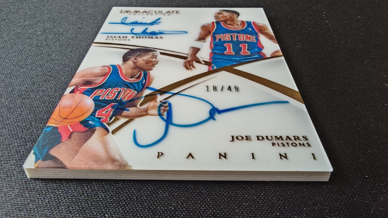 2014-15 Panini Immaculate Isiah Thomas / Joe Dumars Dual Auto Autograph 18/49!! view 3