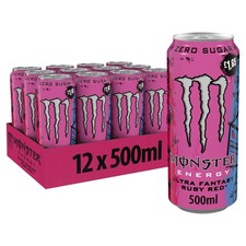 Monster Energy Drink Ultra Fantasy Ruby Red Zero Sugar 500ml (Pack Of 12)
