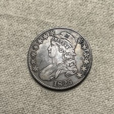 1825 Capped Bust Half Dollar Rainbow Toning Very Fine VF+/XF Coin