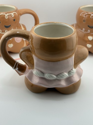 Peppermint & Pine Gingerbread Man Christmas Ceramic Mug - Holiday - New LOT X3 - Picture 4 of 15