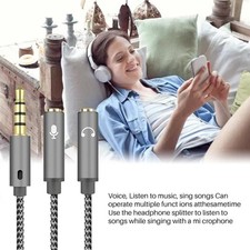 .3.5mm Headset Adapter Y-Splitter Jack Cable w/ Separate Audio US New Mic M5P6