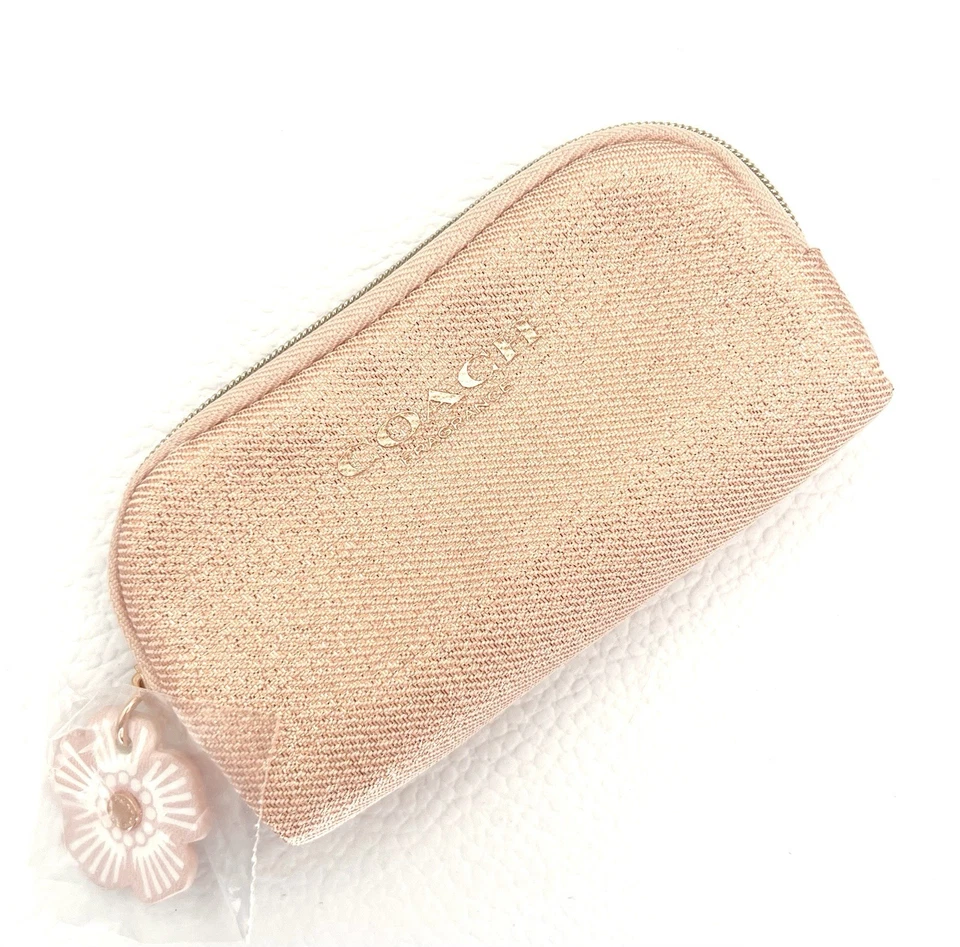 Spray de viaje Coach Floral EDP .25 oz, 7,5 ml con bolsa de cremallera tejida rosa y dorada Foto 2 de 4
