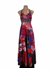 Vintage JOVANI Maxi Dress Gown Womens Beaded Formal Y2K 90s Floral
