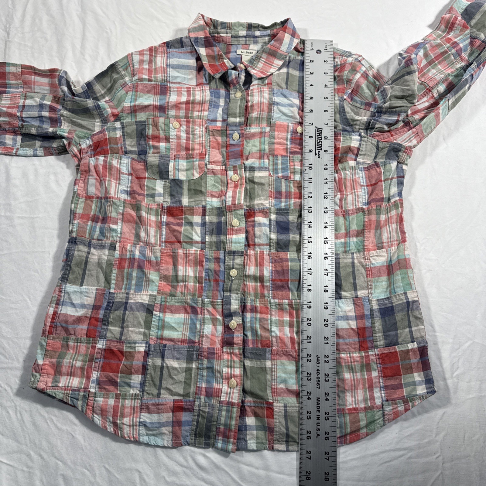 LL Bean Patchwork Button Down Shirt Women’s Large - image 6