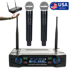 Professional 2 Channel UHF Wireless Dual Microphone Cordless Handheld Mic System