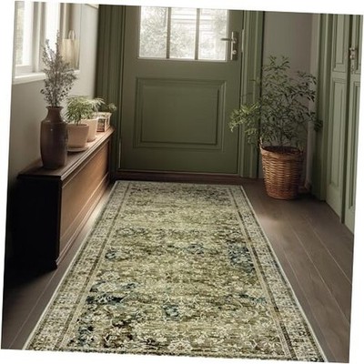 Boho Washable Runner Rug for Kitchen - Non-Slip Rubber Backing - Oriental