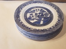 Barratts of Staffordshire Willow Pattern 25.5 cm Dinner Plates x 6, Used