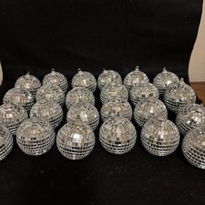 Metallic Silver Disco Ball Holiday Christmas Ornaments Mirrored 24