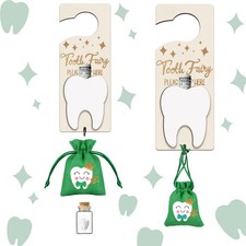 AINBIN Tooth Fairy Door Hanger Kit w/ Money Slot  Tooth Holder Keepsake