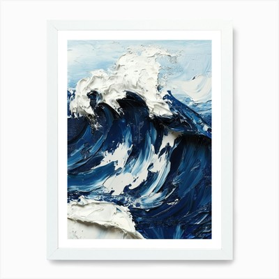 Blaue Welle 8 Kunstdruck gerahmt Wandbild Poster Leinwanddruck Bild