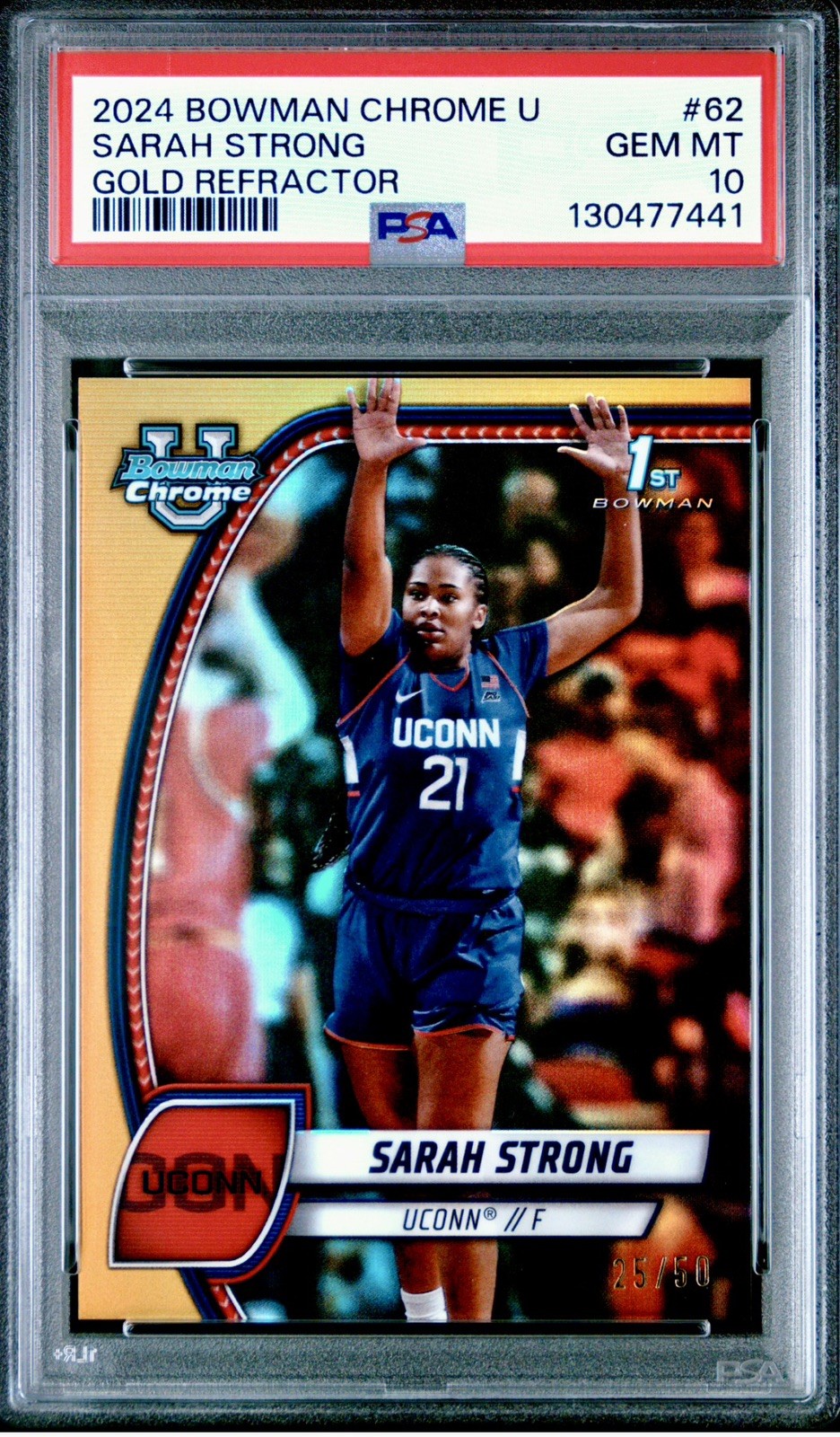 2024 Bowman U Chrome Sarah Strong Gold Refractor /50 #62 PSA 10 1st RC