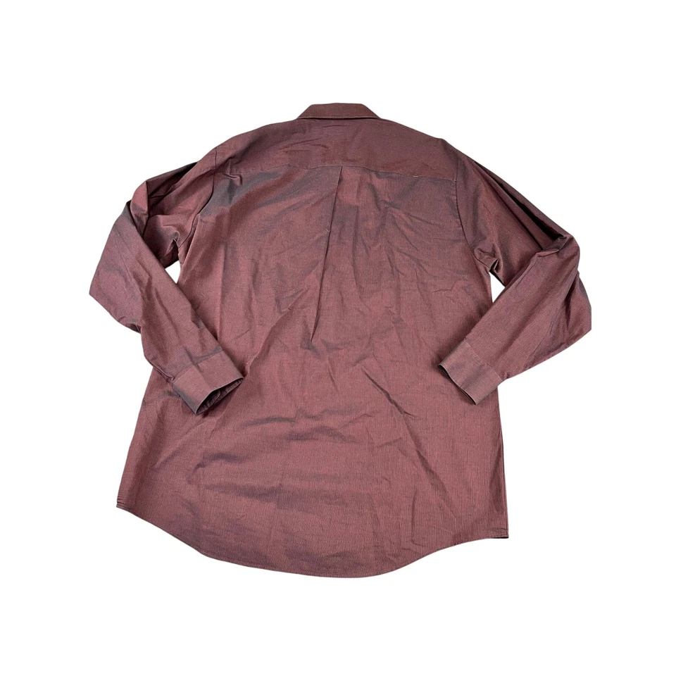Men's DKNY Burgundy Striped Dress Shirt Size 42 XL Long Sleeve Button Down - Image 2 of 4