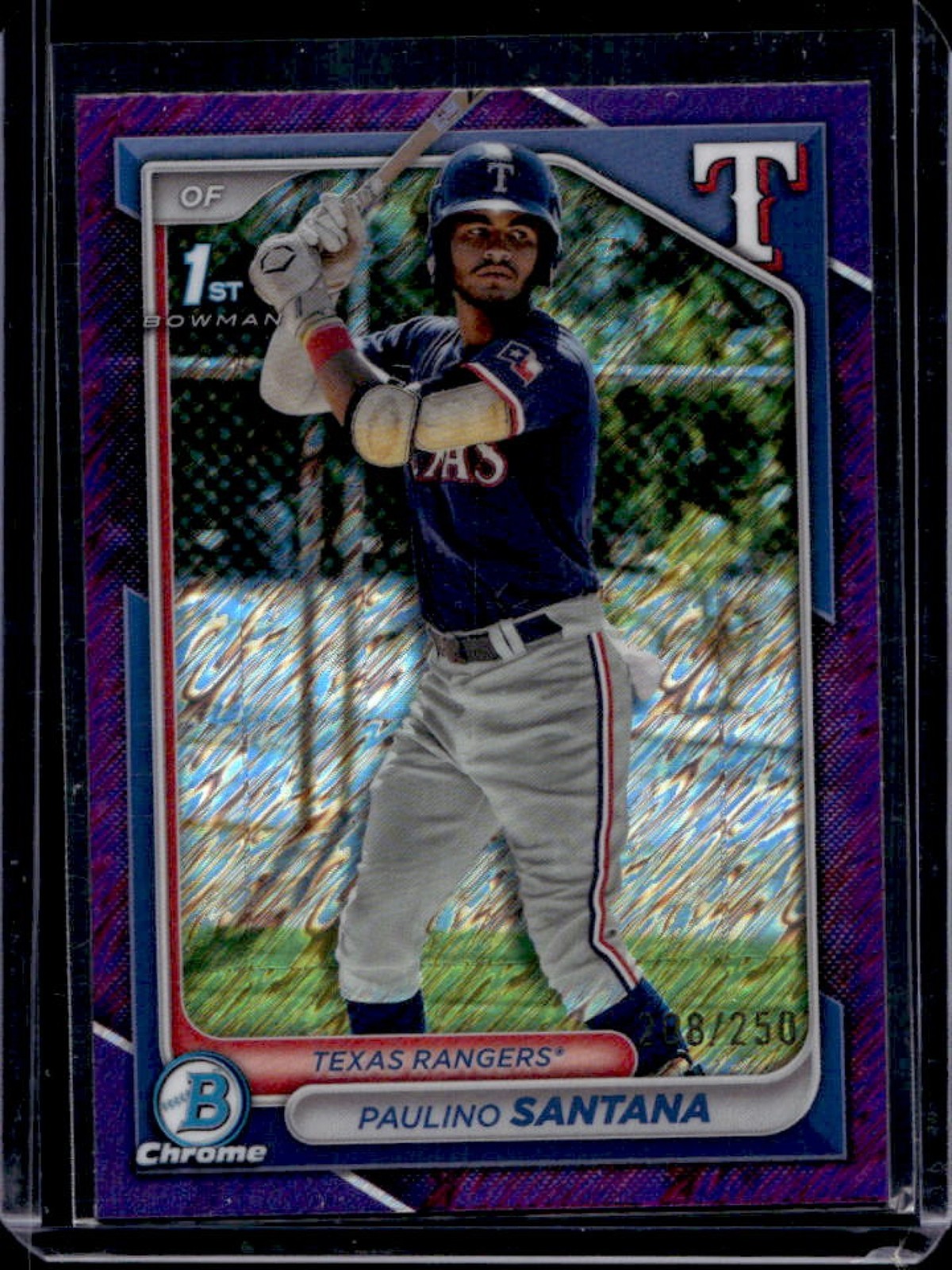 2024 Bowman Chrome Paulino Santana Purple Shimmer Refractor 1st #208/250