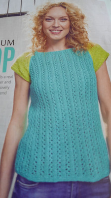 Strickmuster Damen schönes 2 Farben Flügelärmel D.K Top-Größen 32-46ins