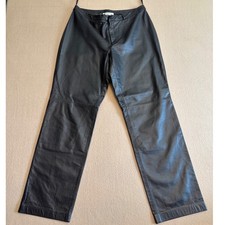 Nine West Vintage Black 100% Leather Straight Leg Pants High Rise Size 14