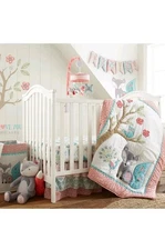 Levtex Baby Fiona Crib Bed 5 pcs  Set Baby Nursery Set Pink Woodland Forest NEW