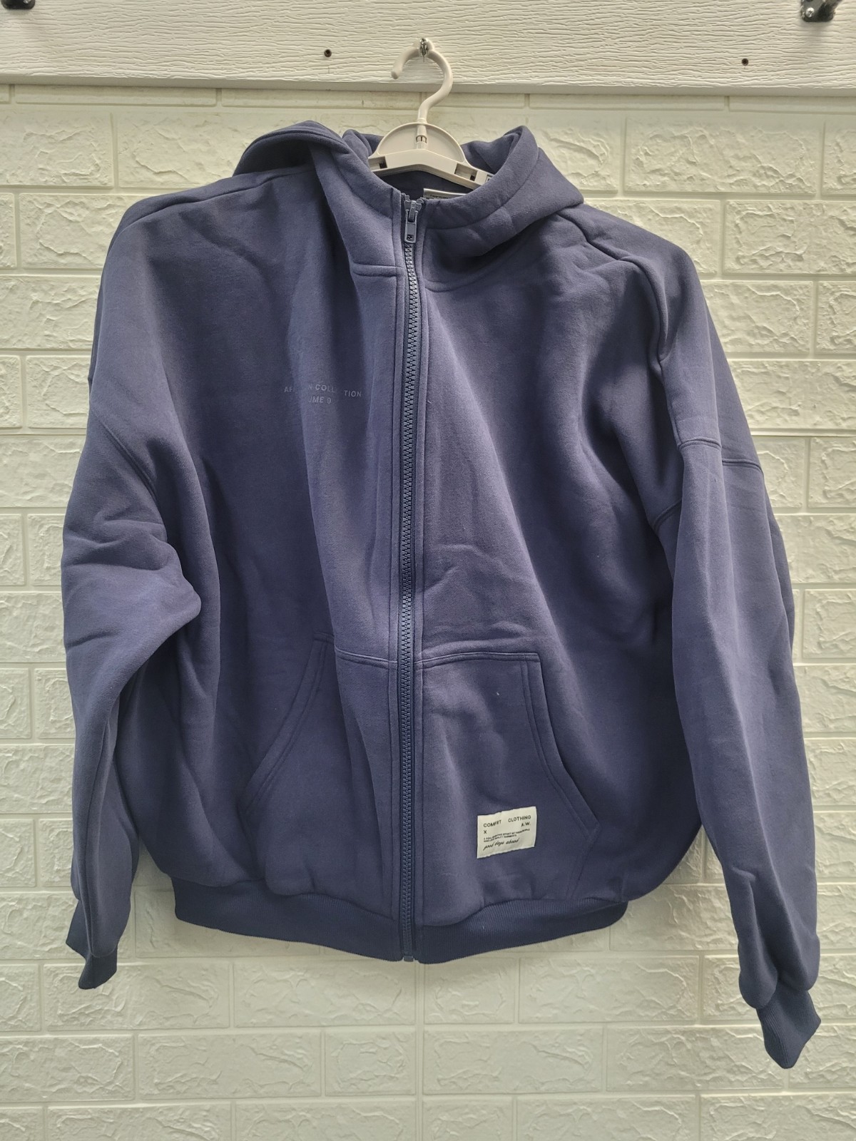 New Comfrt Affirmation Zip Hoodie Unisex Midnight Blue Size Large US